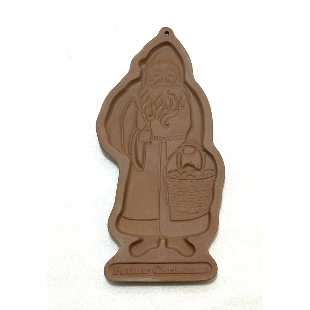 Longaberger Pottery Cookie Mold Father Christmas 1990 Original Box Recipe‎